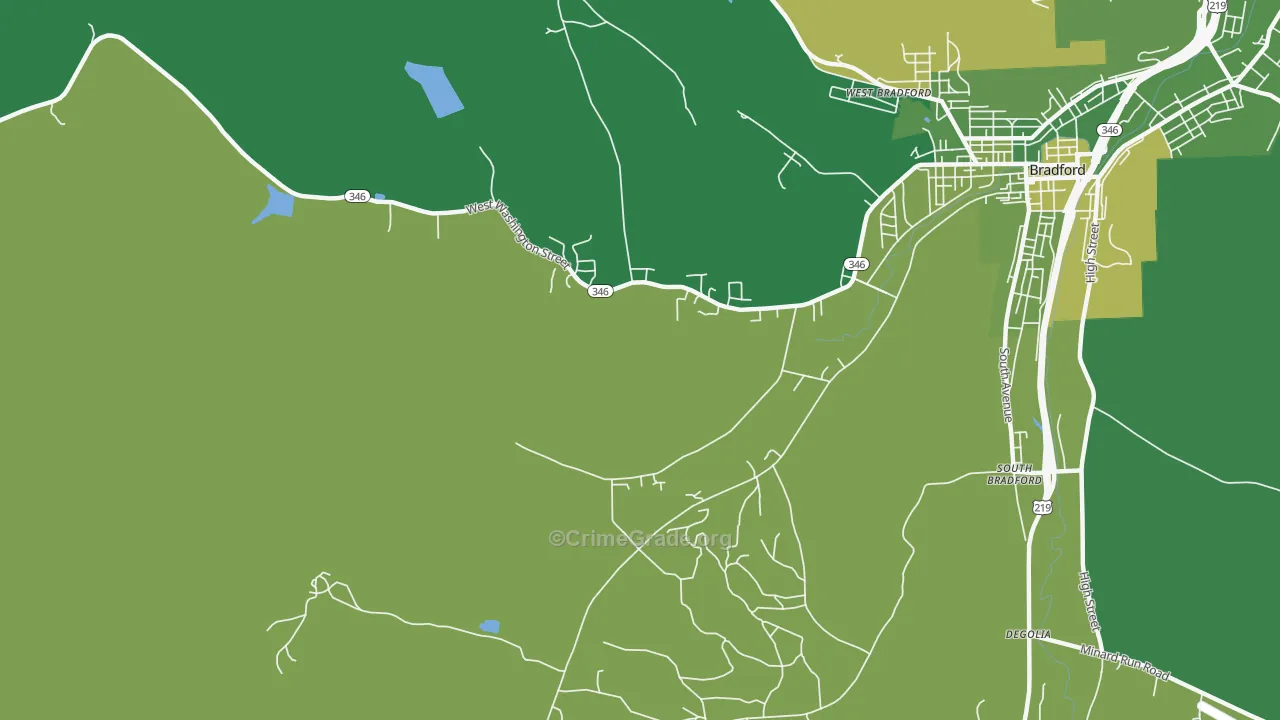 South Bradford, PA Map of Vehicle Theft Rates