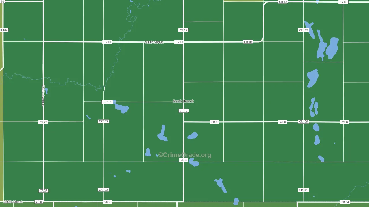 South Branch, MN Map of Vehicle Theft Rates
