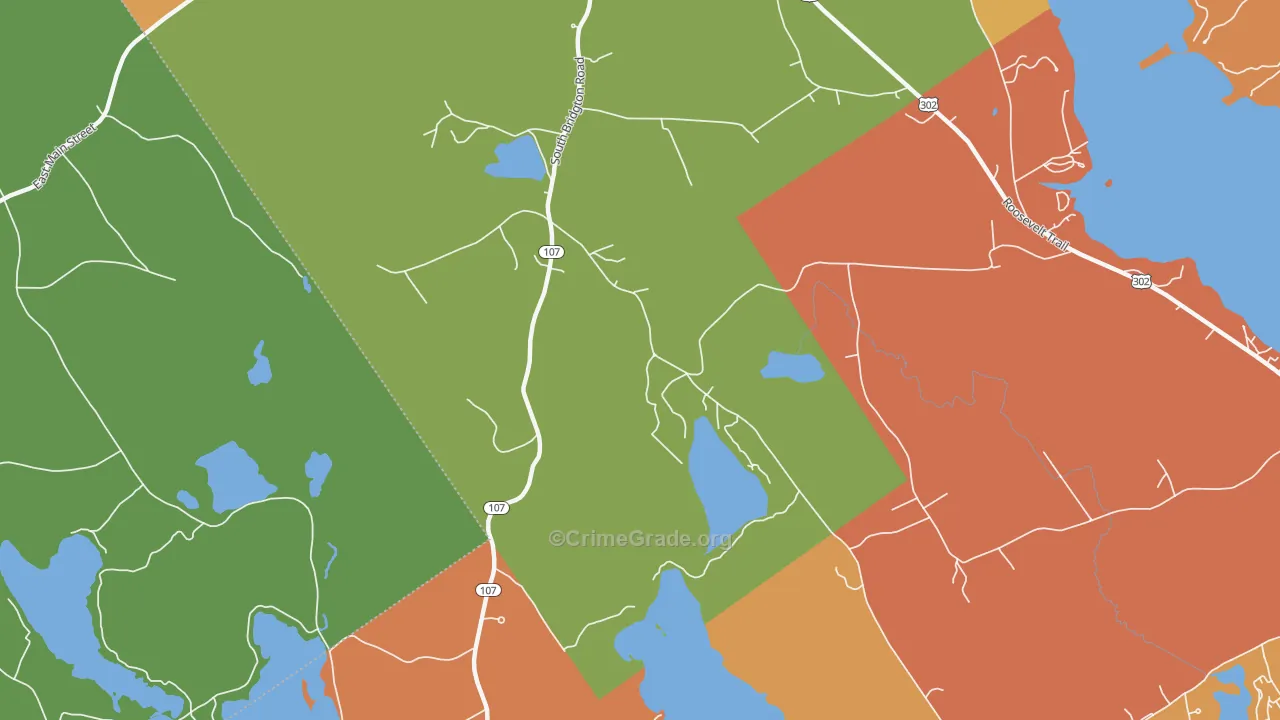 South Bridgton, ME Map of Vehicle Theft Rates