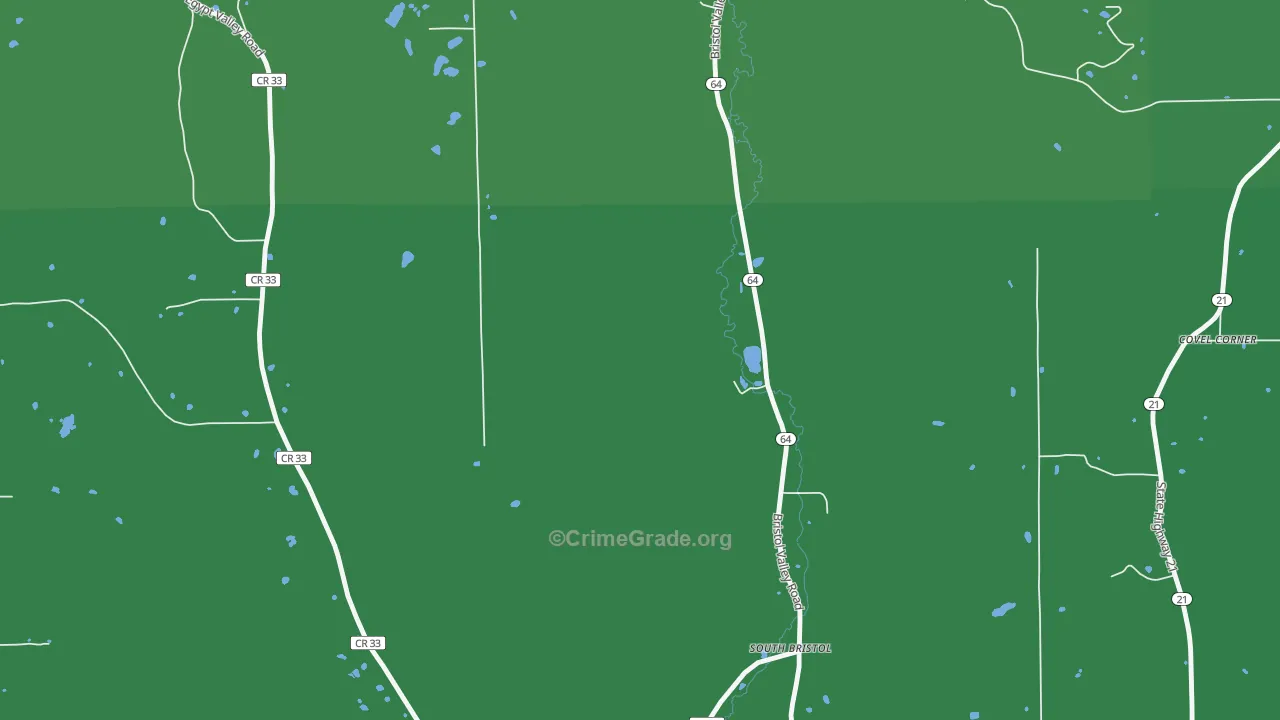 South Bristol, NY Map of Vehicle Theft Rates