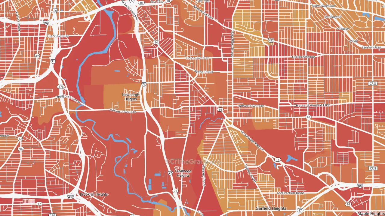 South Broadway, Cleveland, OH Map of Vehicle Theft Rates