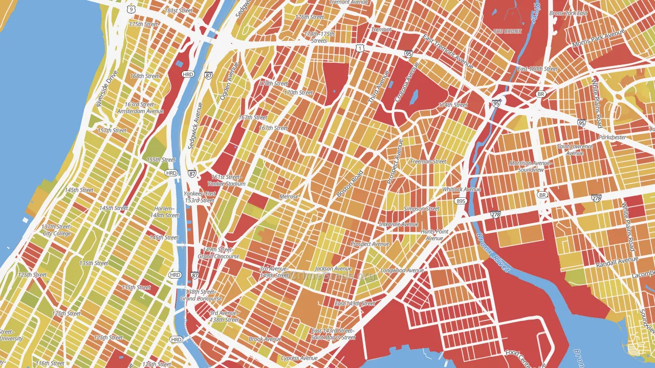 South Bronx, Bronx, NY Map of Vehicle Theft Rates