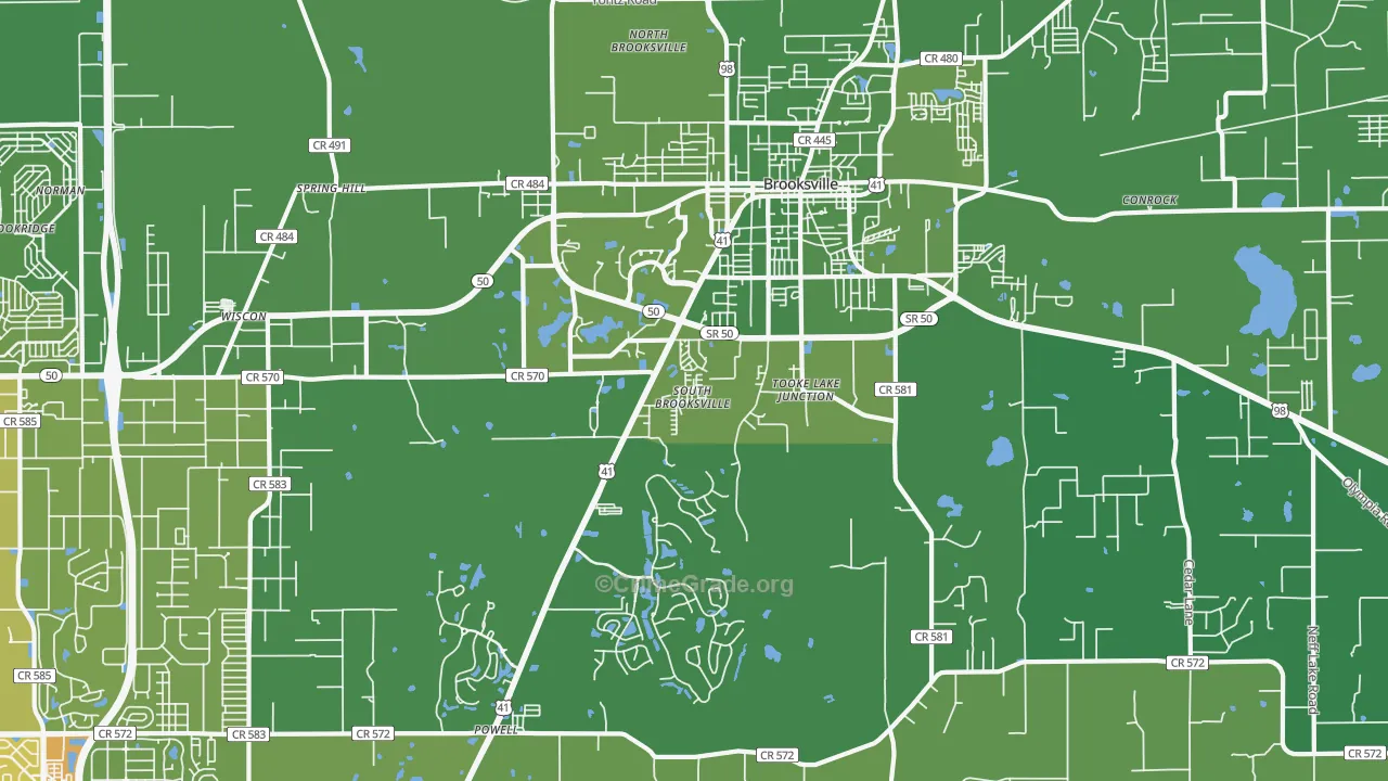 South Brooksville, FL Map of Vehicle Theft Rates