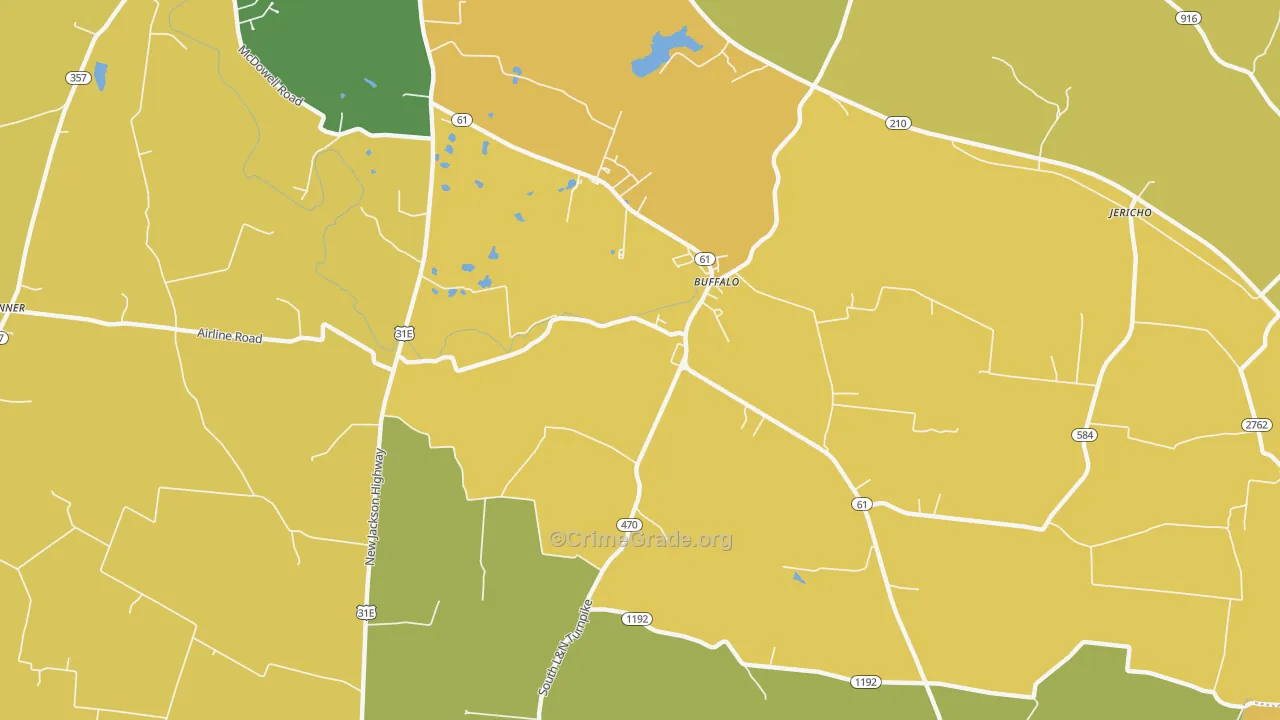 South Buffalo, KY Map of Vehicle Theft Rates