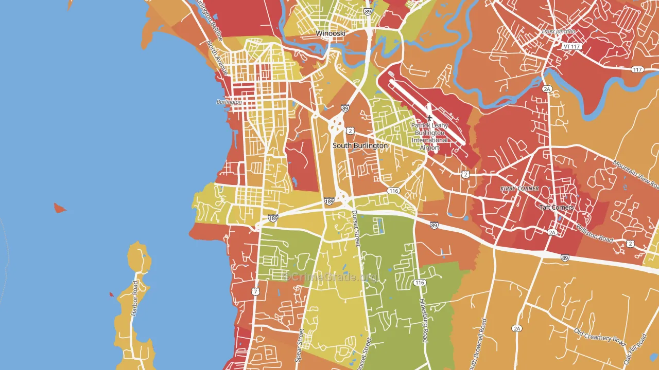 South Burlington, VT Map of Vehicle Theft Rates