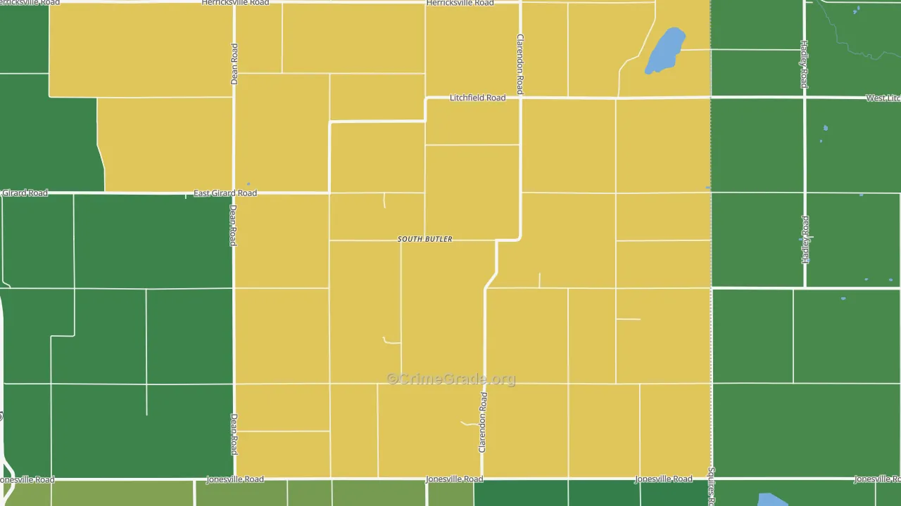 South Butler, MI Map of Vehicle Theft Rates