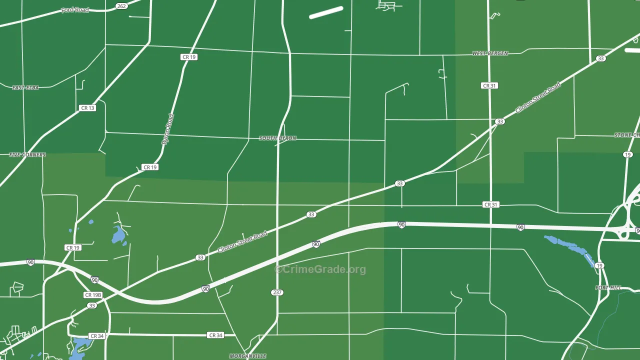 South Byron, NY Map of Vehicle Theft Rates