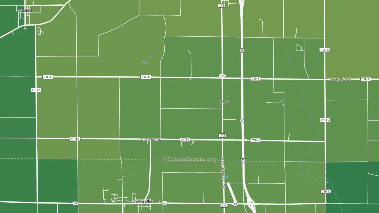 South Byron, WI Map of Vehicle Theft Rates