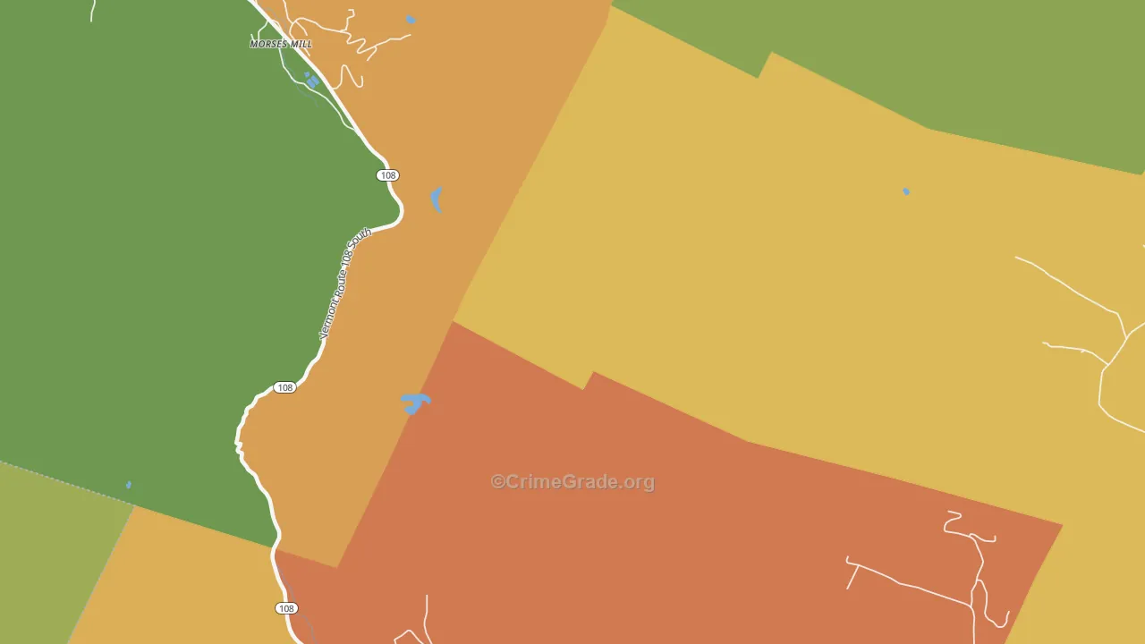 South Cambridge, VT Map of Vehicle Theft Rates