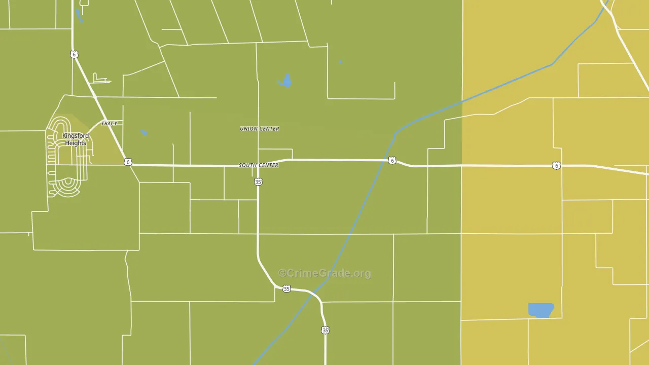 South Center, IN Map of Vehicle Theft Rates