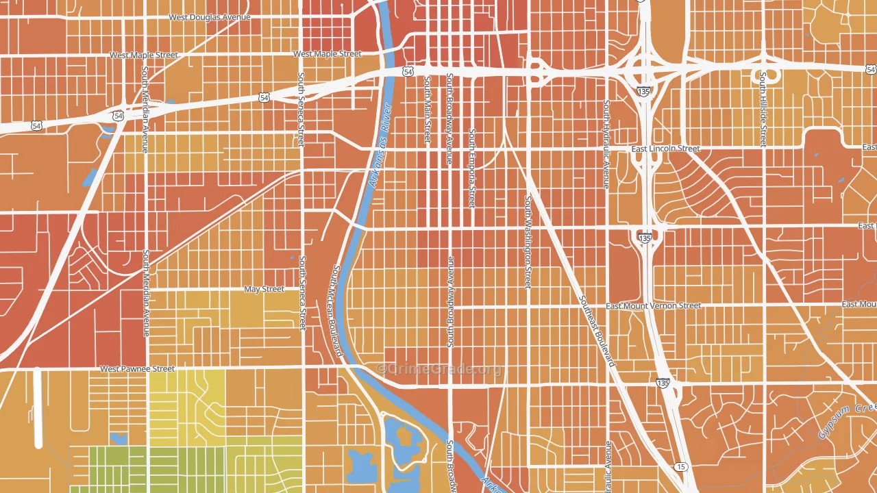 South Central Improvemen, Wichita, KS Map of Vehicle Theft Rates