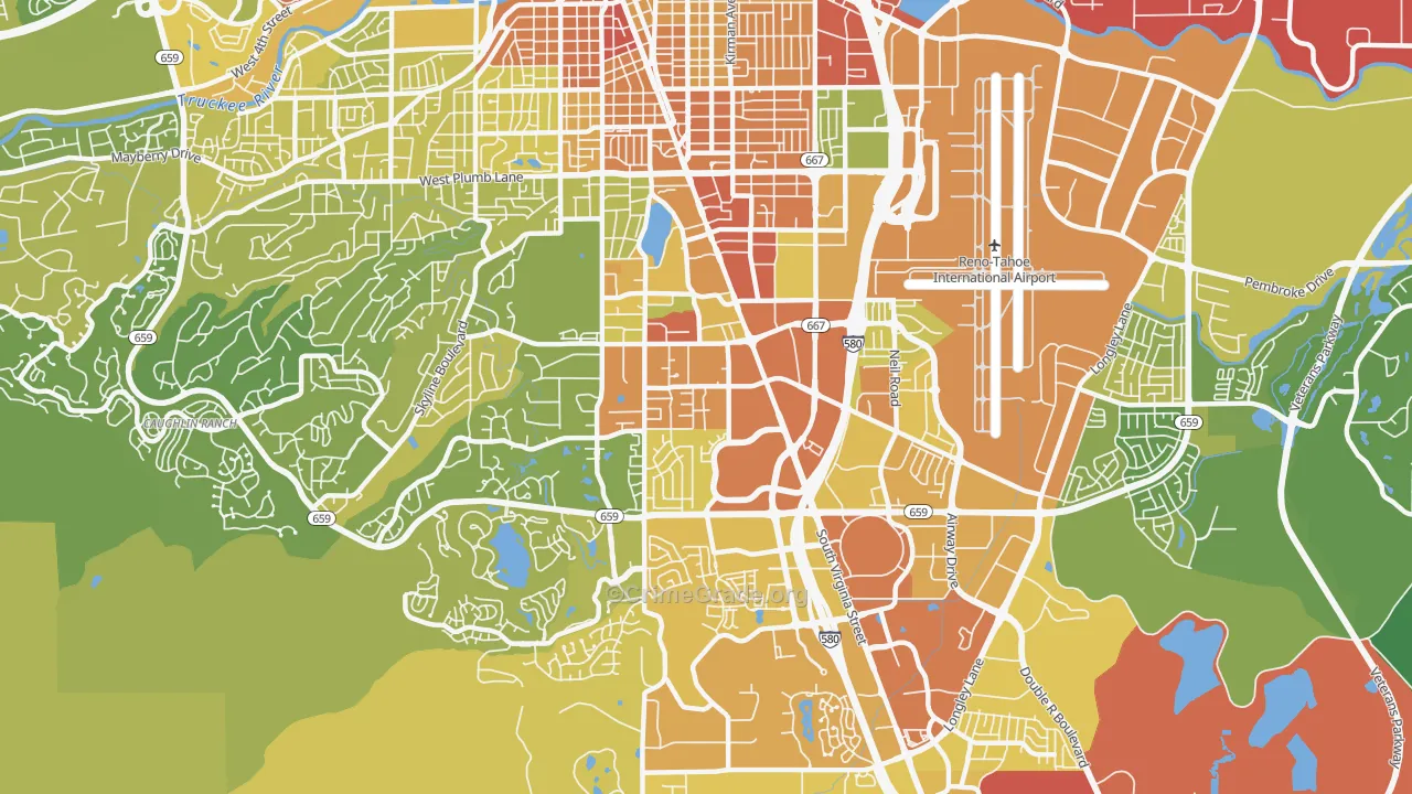 South Central, Reno, NV Map of Vehicle Theft Rates