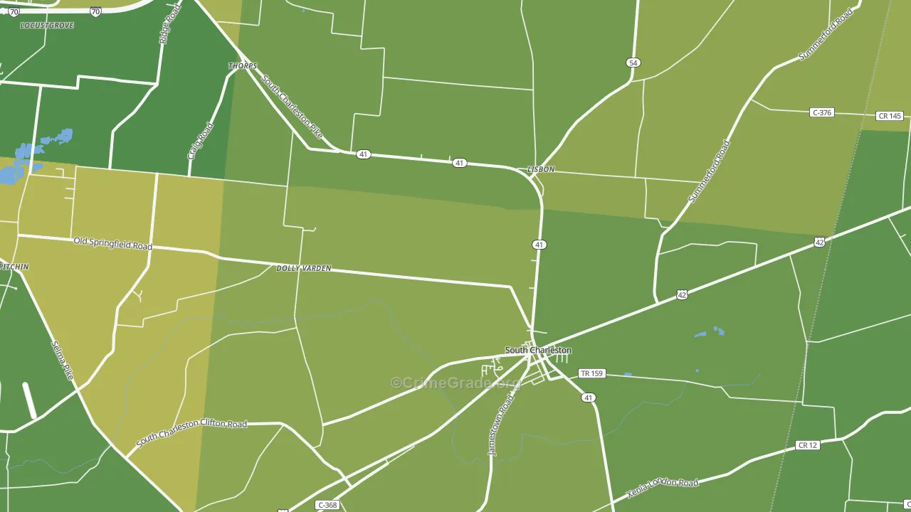 South Charleston, OH Map of Vehicle Theft Rates