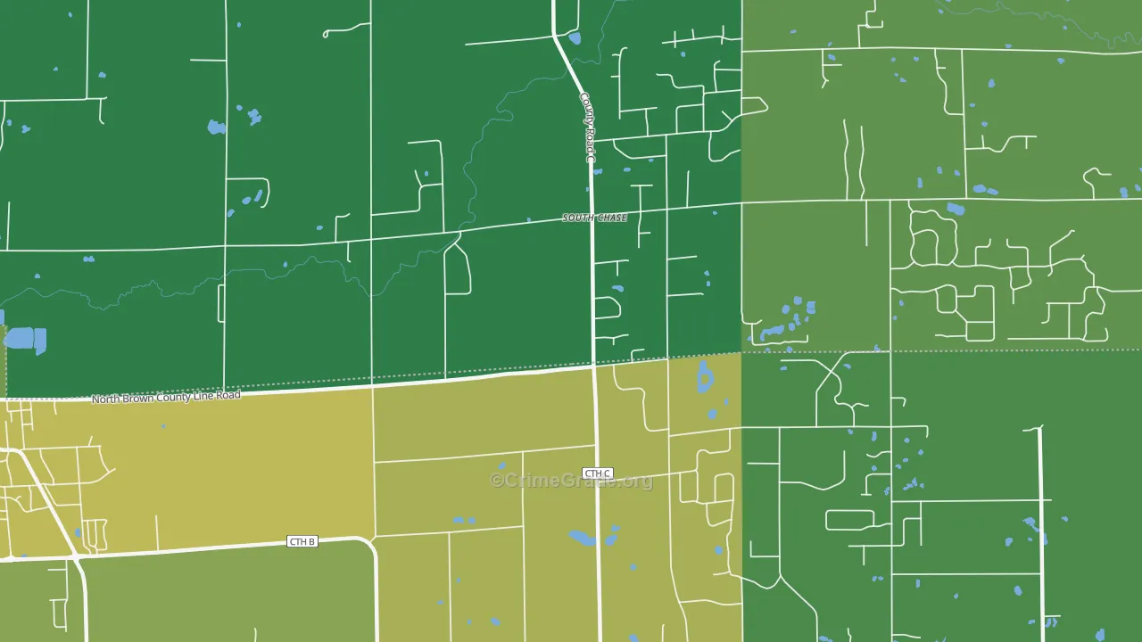 South Chase, WI Map of Vehicle Theft Rates