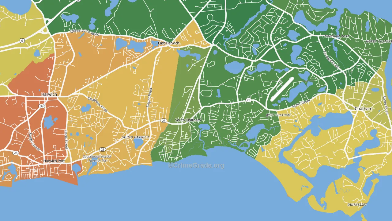 South Chatham, MA Map of Vehicle Theft Rates