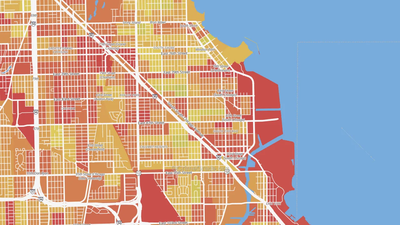 South Chicago, Chicago, IL Map of Vehicle Theft Rates