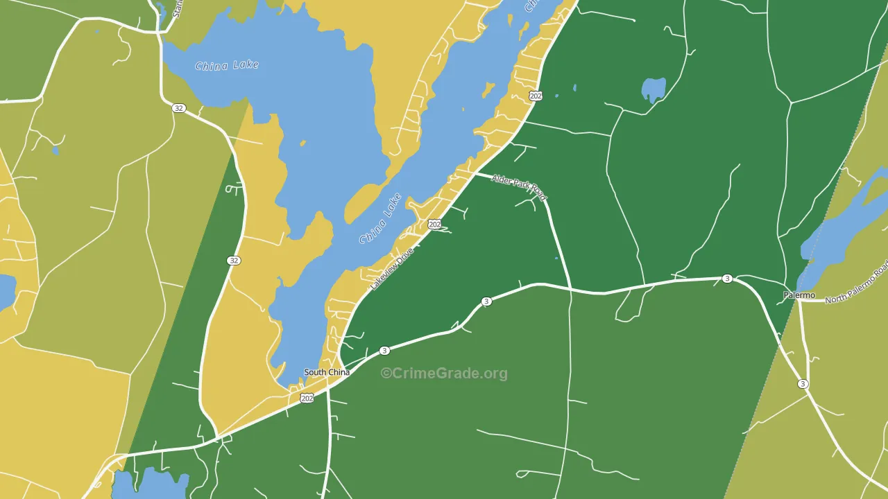 South China, ME Map of Vehicle Theft Rates