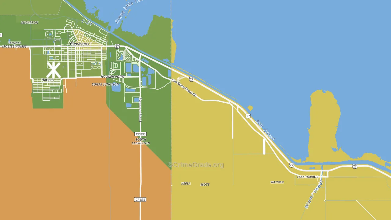 South Clewiston, FL Map of Vehicle Theft Rates