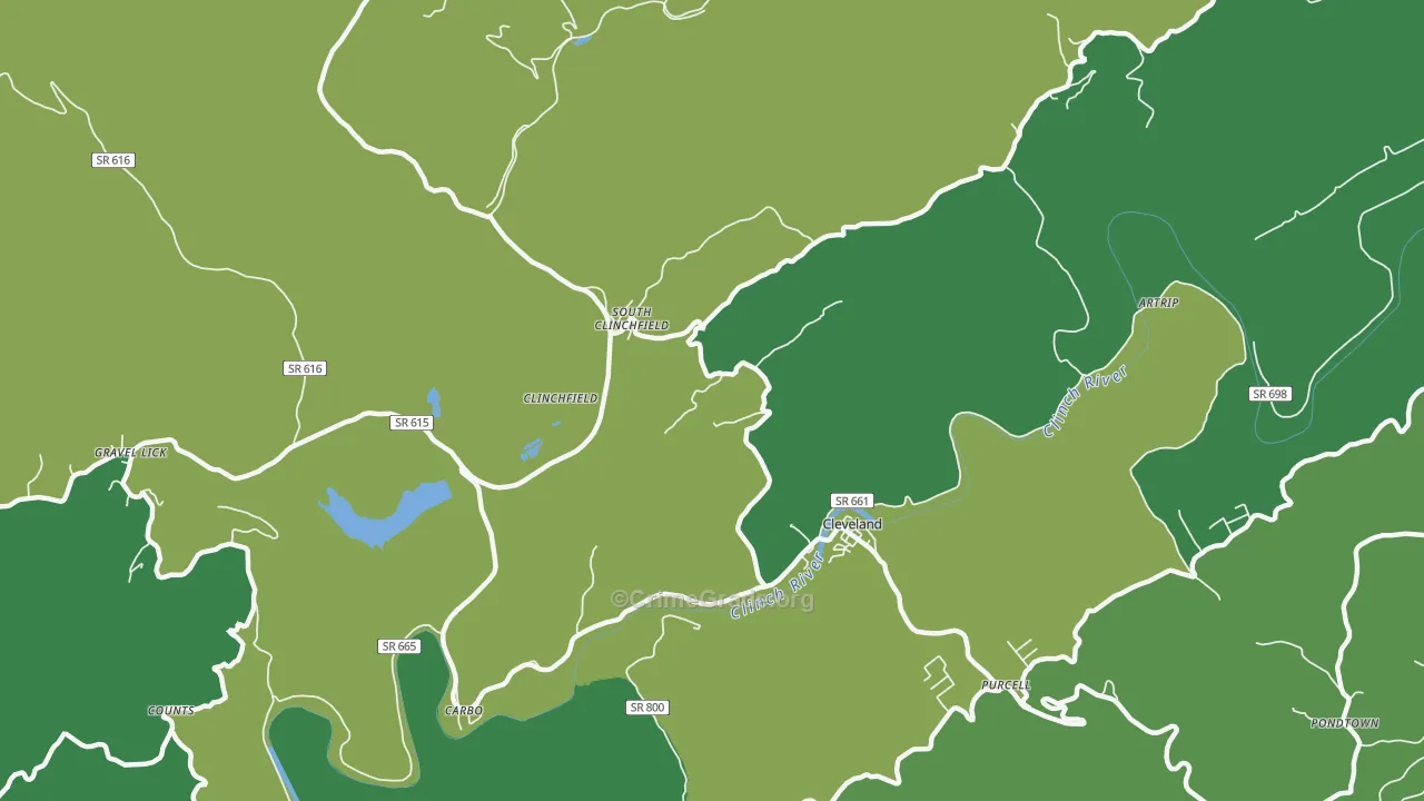 South Clinchfield, VA Map of Vehicle Theft Rates