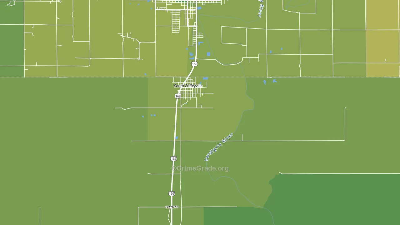 South Coffeyville, OK Map of Vehicle Theft Rates