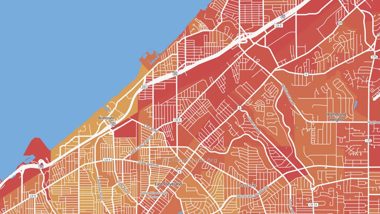 South Collinwood, Cleveland, OH Map of Vehicle Theft Rates