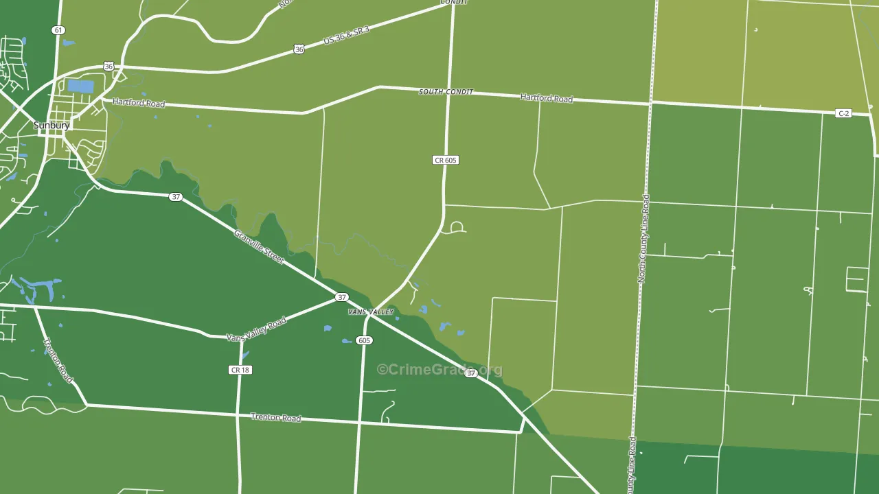 South Condit, OH Map of Vehicle Theft Rates