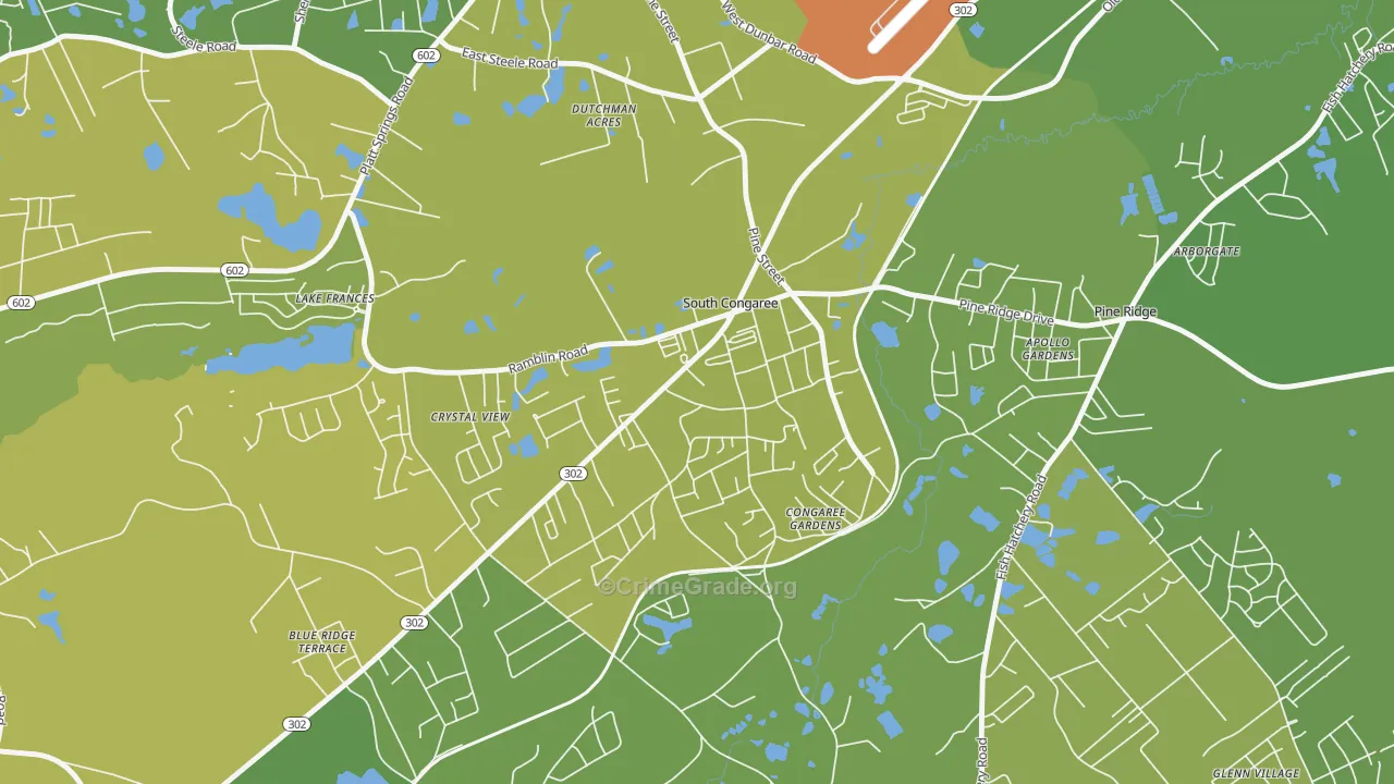 South Congaree, SC Map of Vehicle Theft Rates