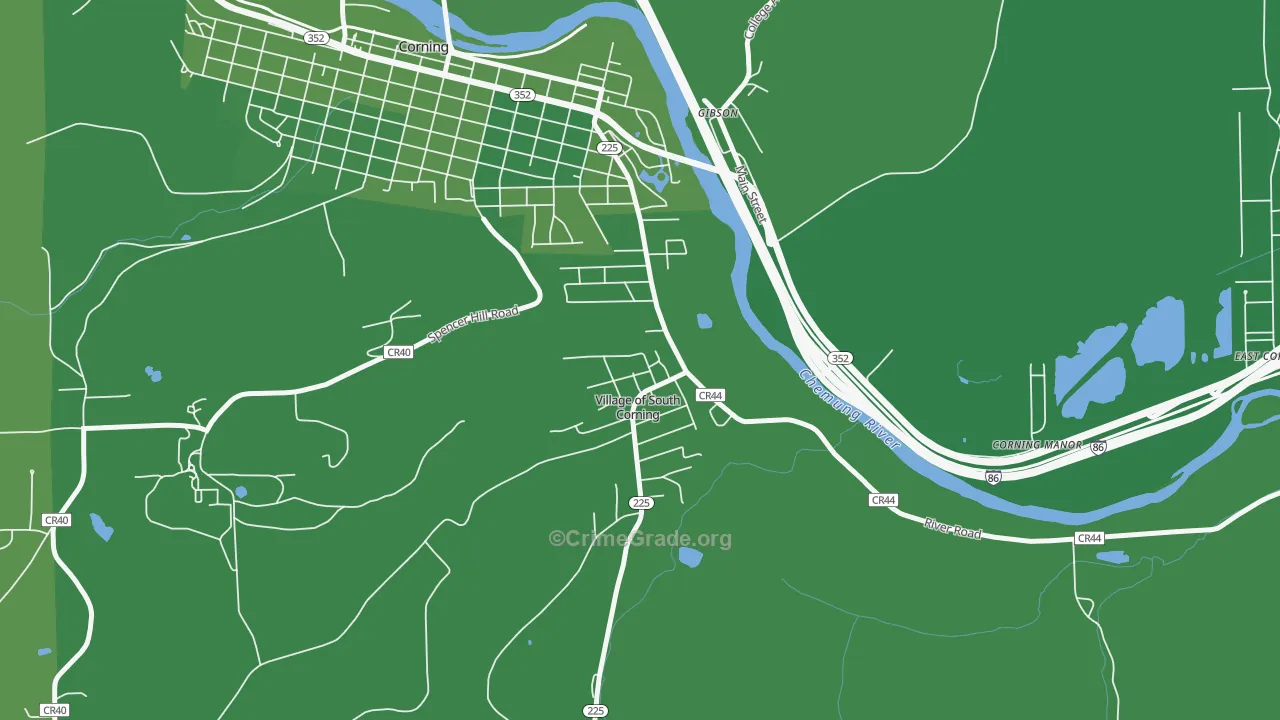 South Corning, NY Map of Vehicle Theft Rates