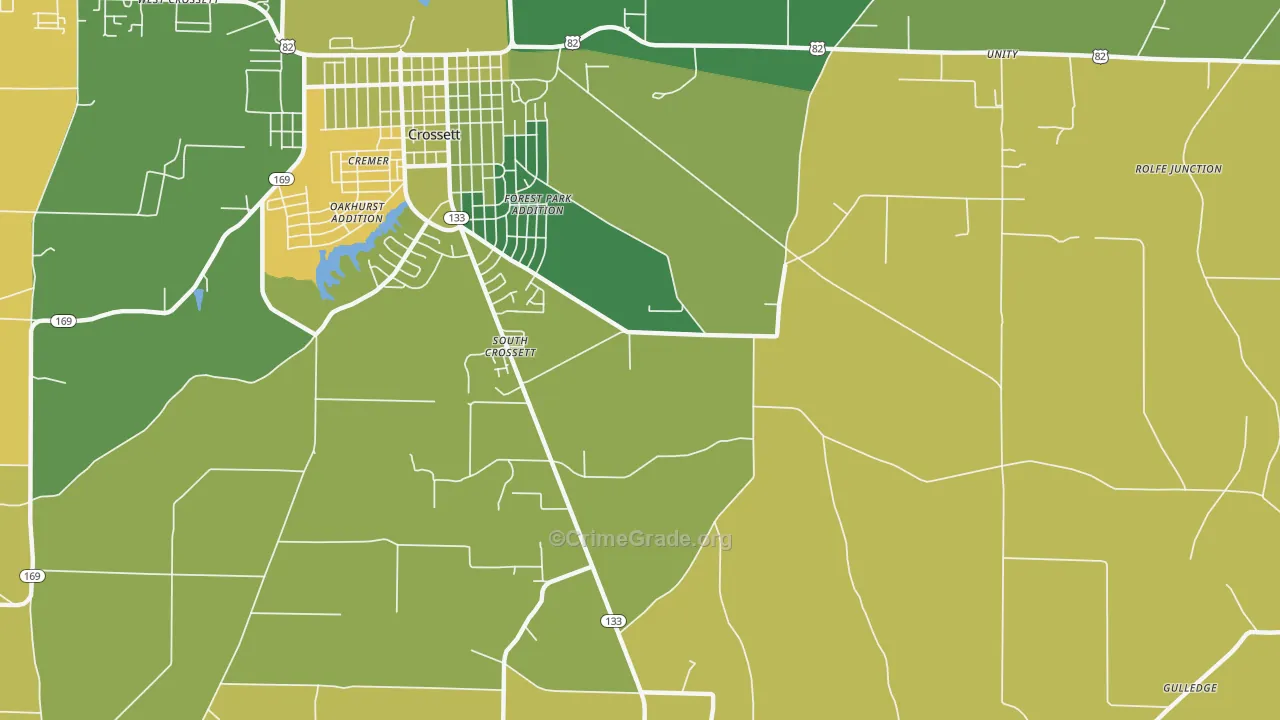South Crossett, AR Map of Vehicle Theft Rates