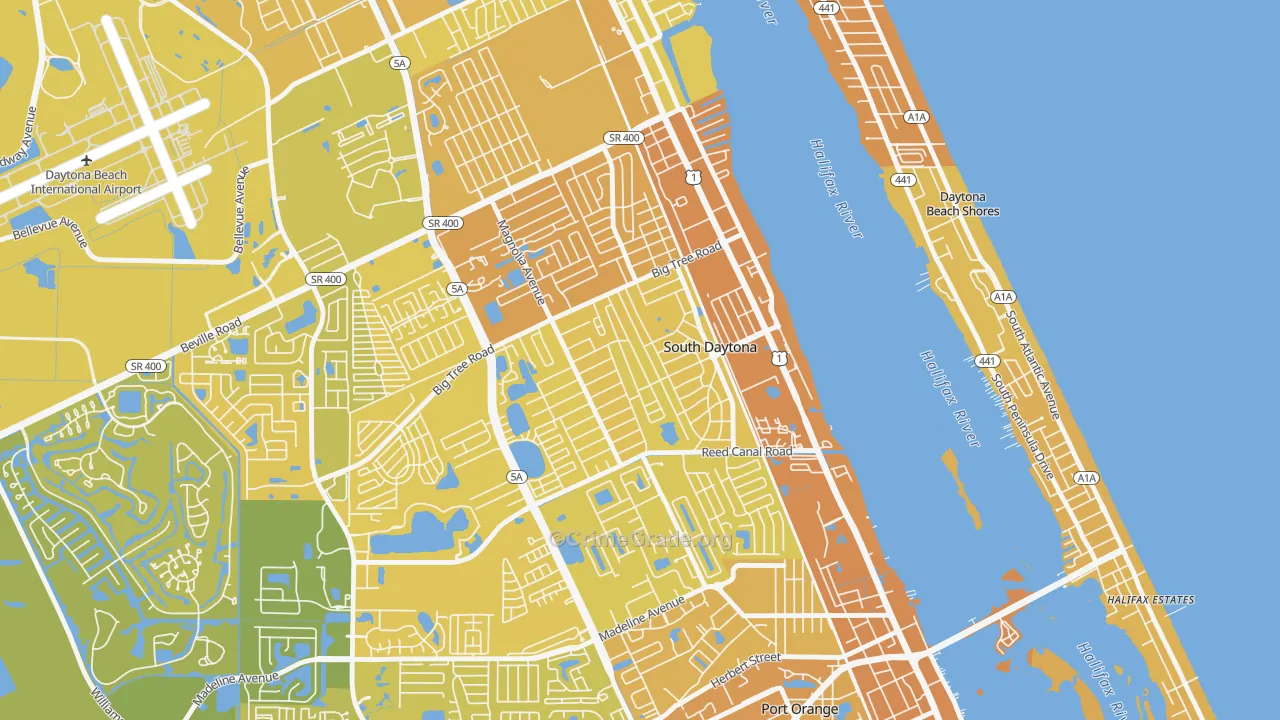 South Daytona, FL Map of Vehicle Theft Rates