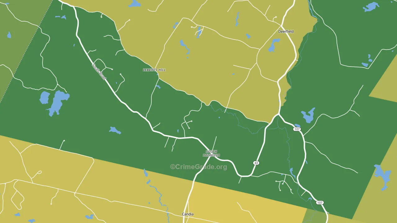 South Deerfield, NH Map of Vehicle Theft Rates