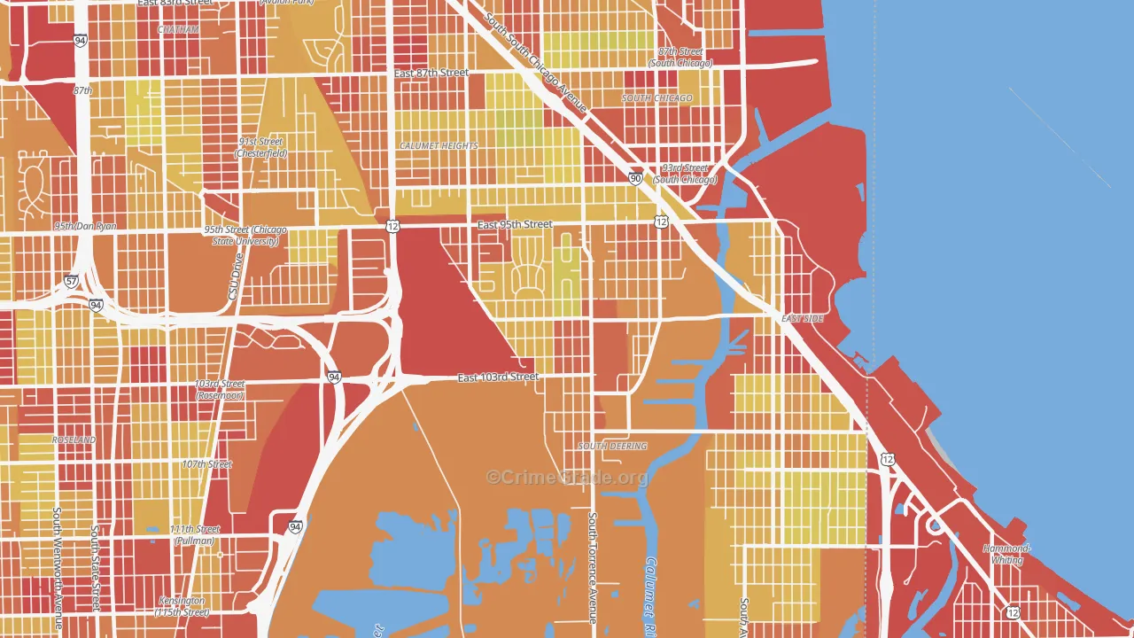 South Deering, Chicago, IL Map of Vehicle Theft Rates