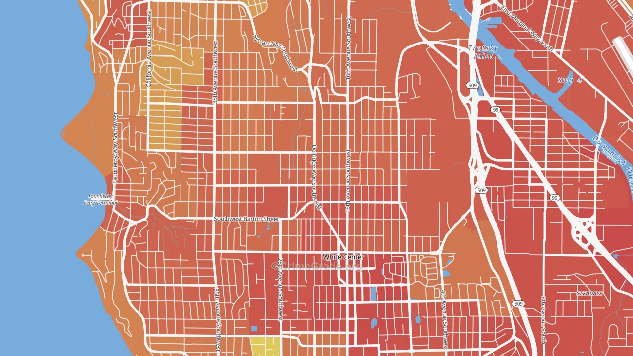 South Delridge, Seattle, WA Map of Vehicle Theft Rates