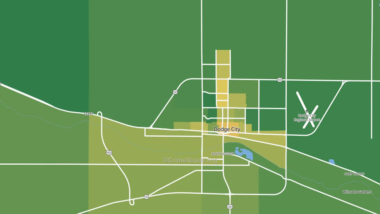 South Dodge, KS Map of Vehicle Theft Rates