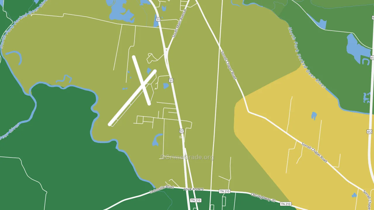 South Dyersburg, TN Map of Vehicle Theft Rates