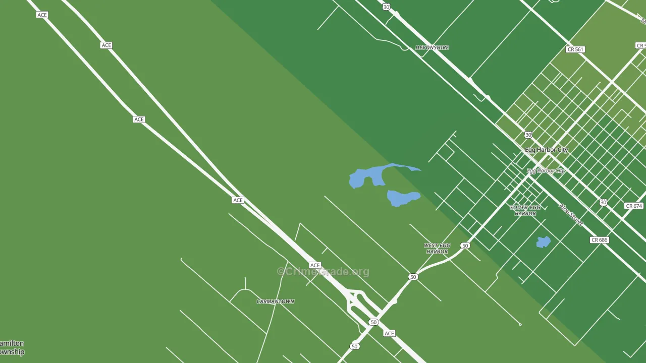 South Egg Harbor, NJ Map of Vehicle Theft Rates