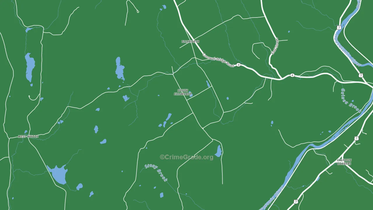 South Ellsworth, CT Map of Vehicle Theft Rates