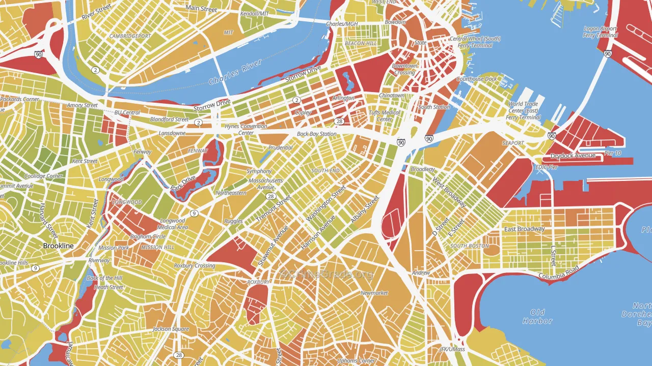 South End, Boston, MA Map of Vehicle Theft Rates