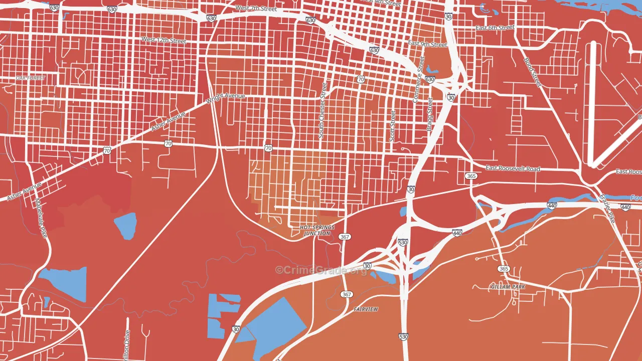 South End, Little Rock, AR Map of Vehicle Theft Rates