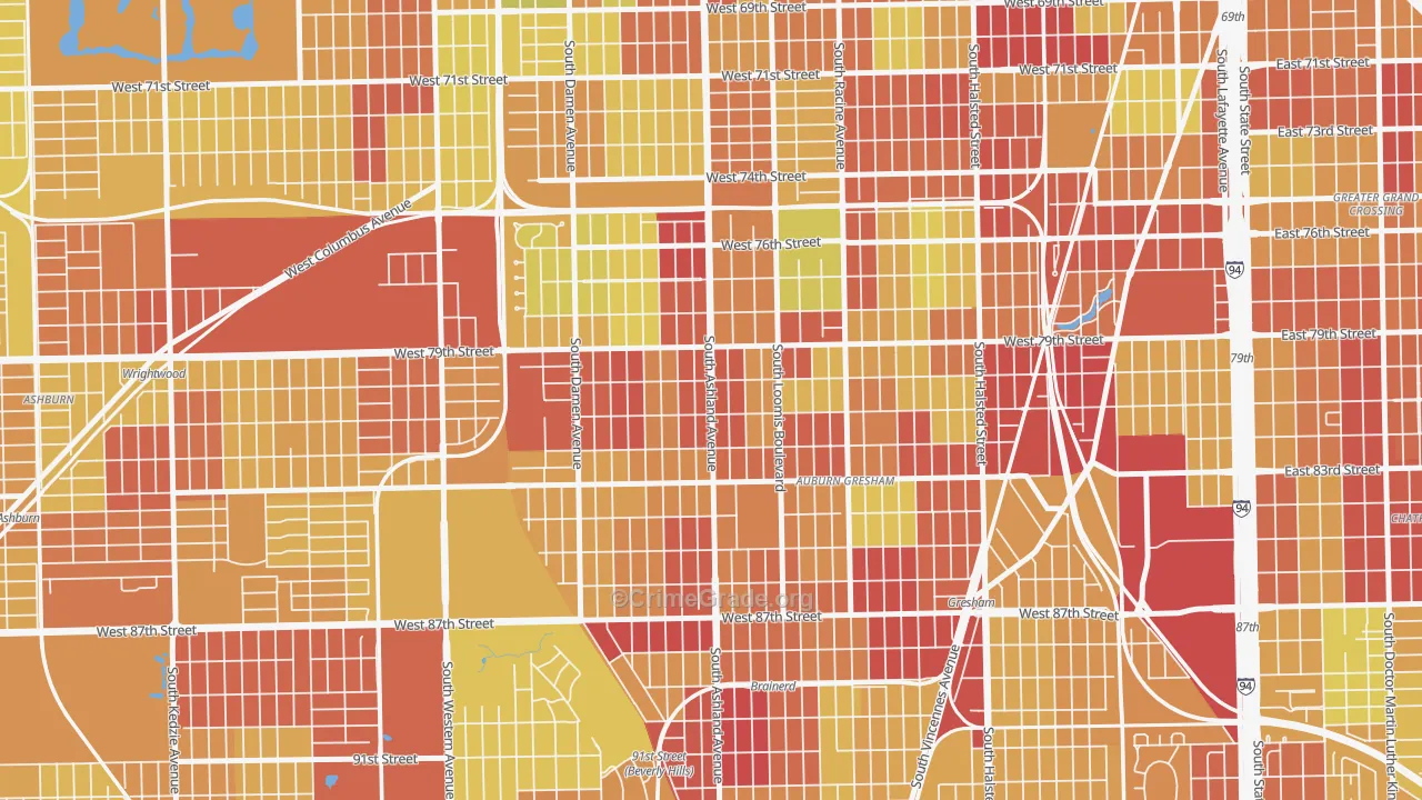 South Englewood, Chicago, IL Map of Vehicle Theft Rates