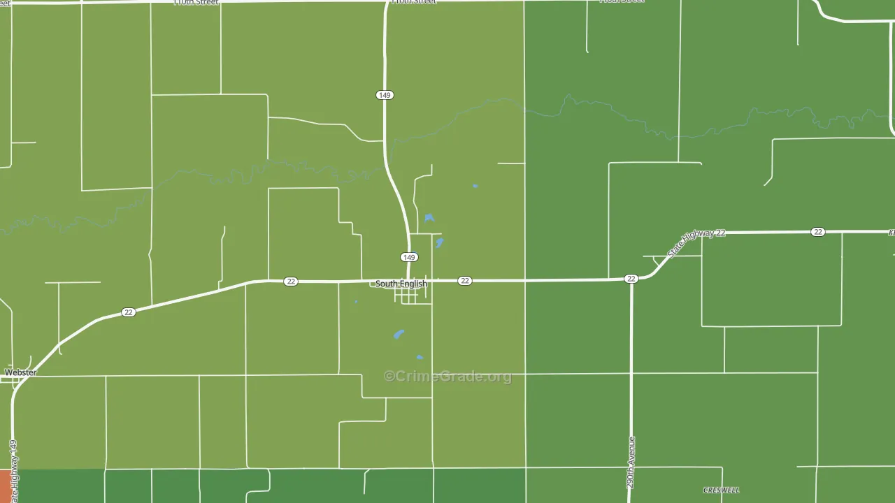 South English, IA Map of Vehicle Theft Rates
