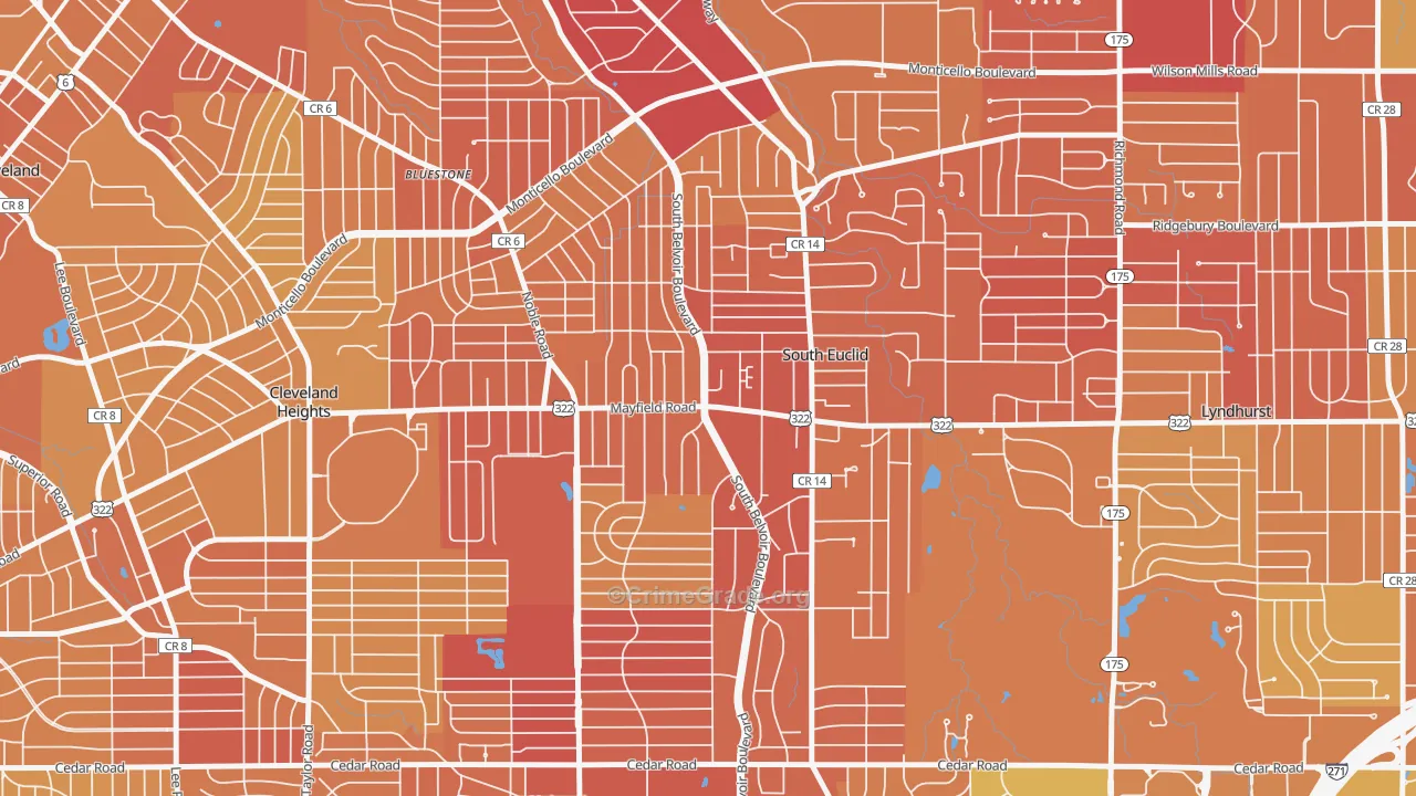 South Euclid, OH Map of Vehicle Theft Rates