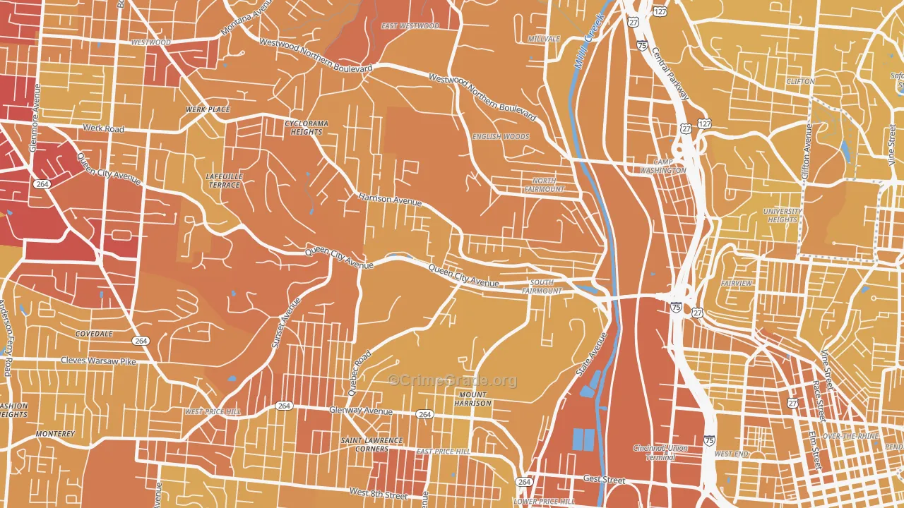South Fairmount, Cincinnati, OH Map of Vehicle Theft Rates