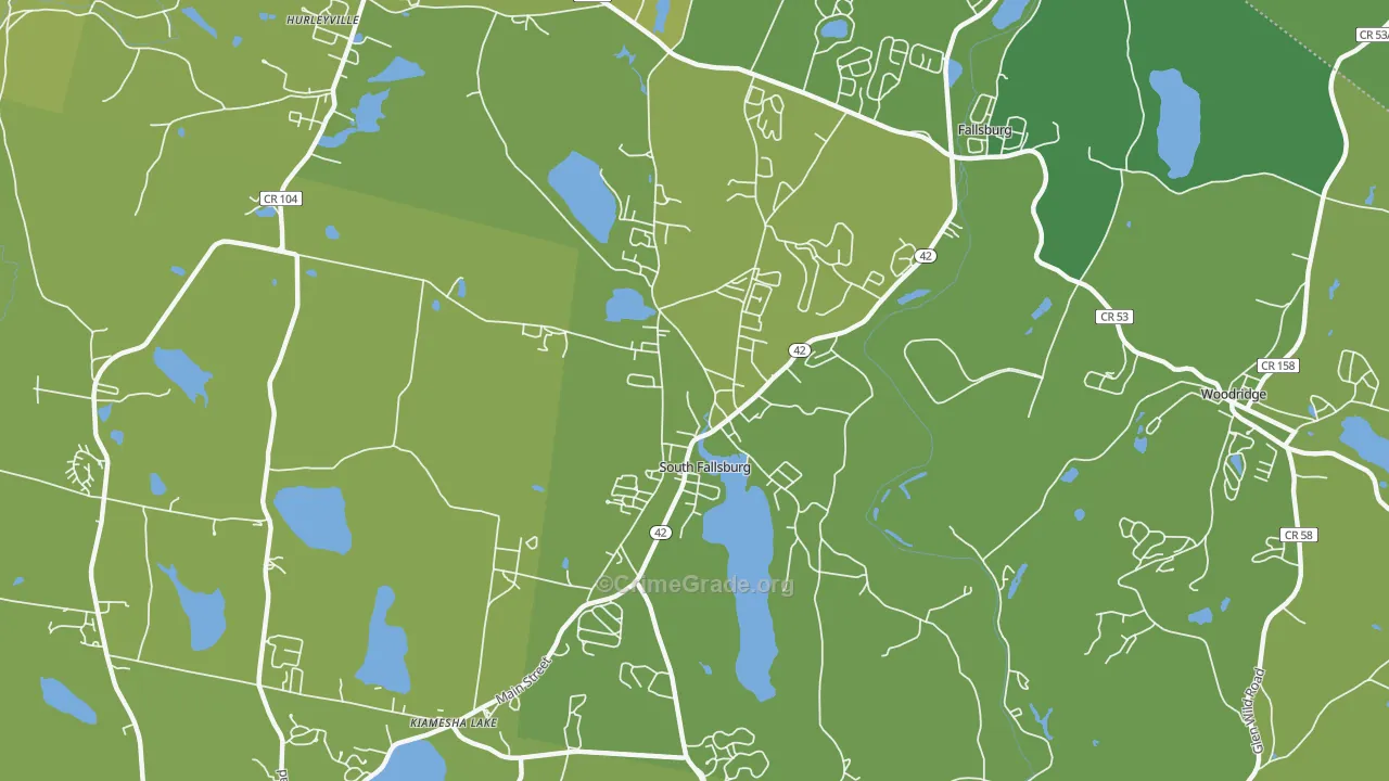 South Fallsburg, NY Map of Vehicle Theft Rates