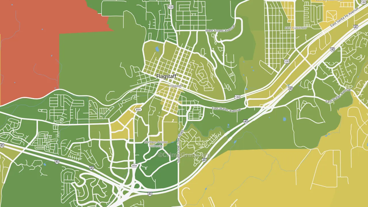 South Flagstaff, Flagstaff, AZ Map of Vehicle Theft Rates