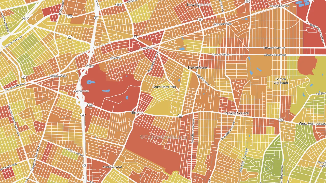 South Floral Park, NY Map of Vehicle Theft Rates