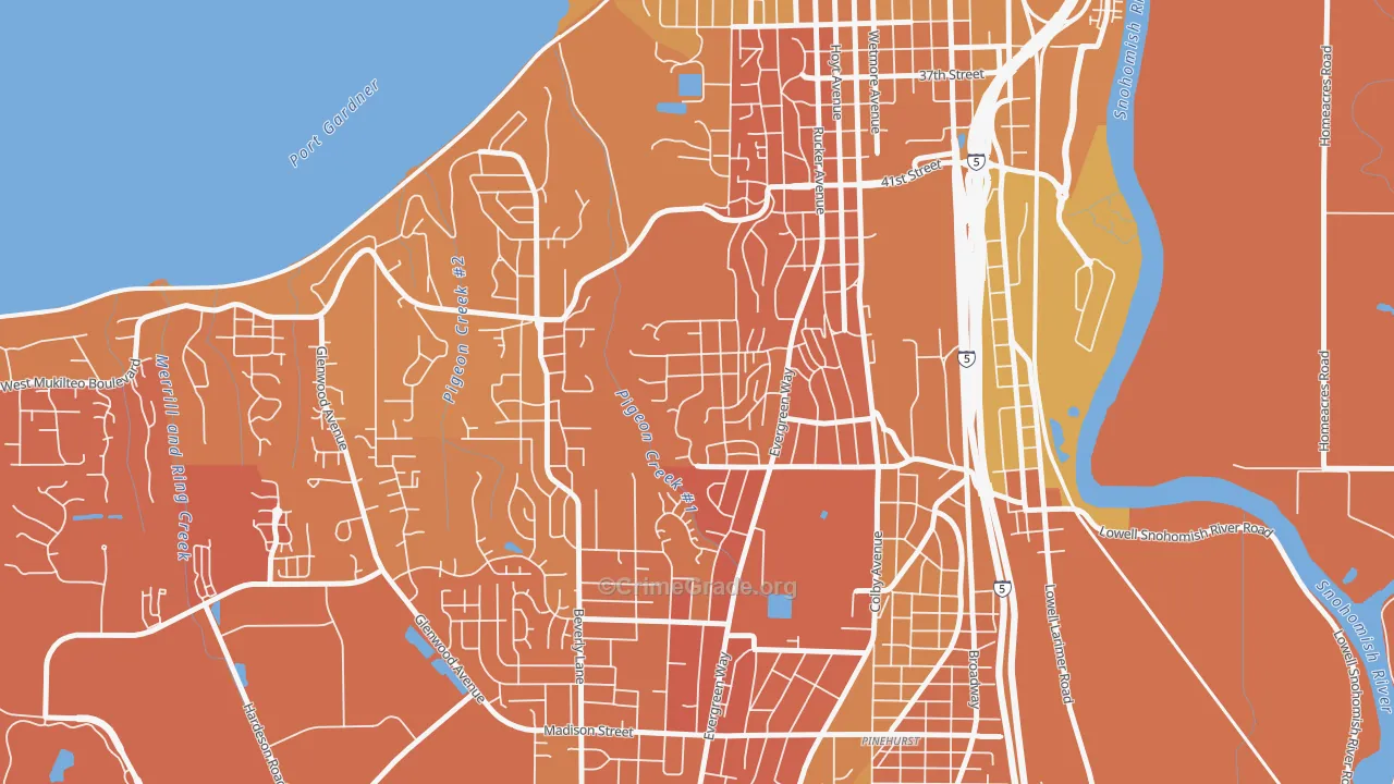 South Forest Park, Everett, WA Map of Vehicle Theft Rates