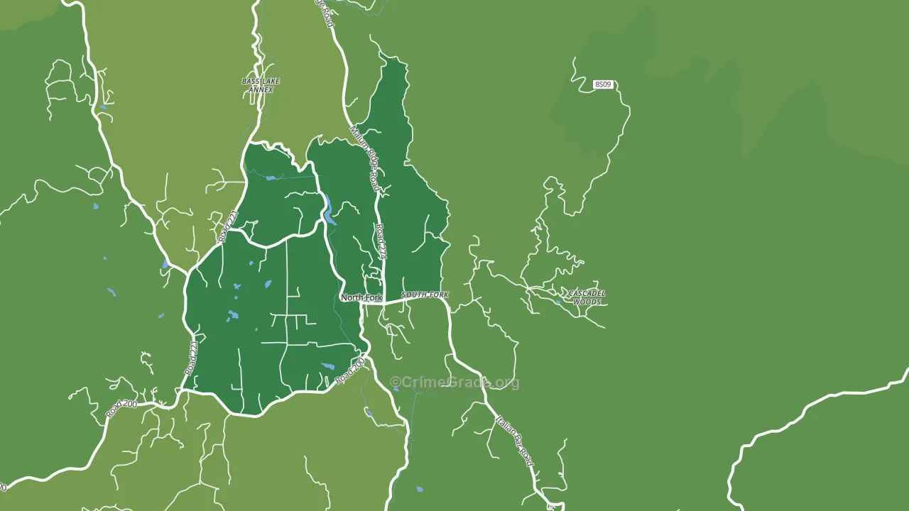 South Fork, CA Map of Vehicle Theft Rates
