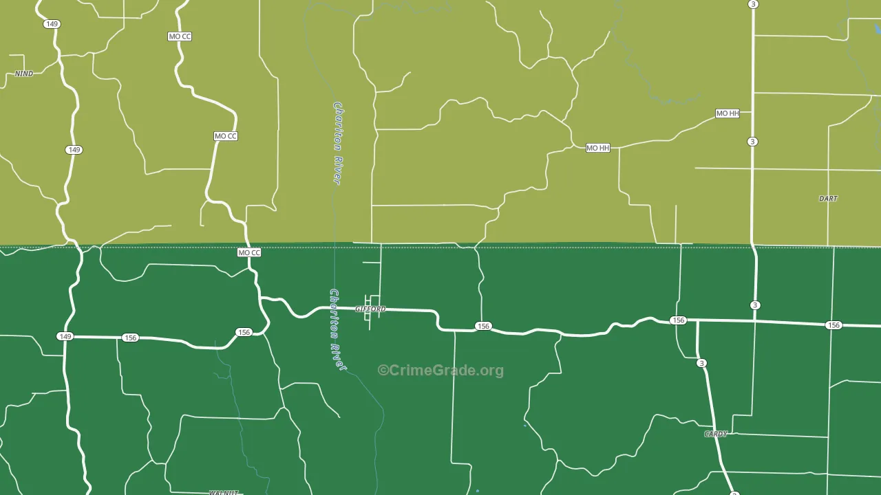 South Gifford, MO Map of Vehicle Theft Rates