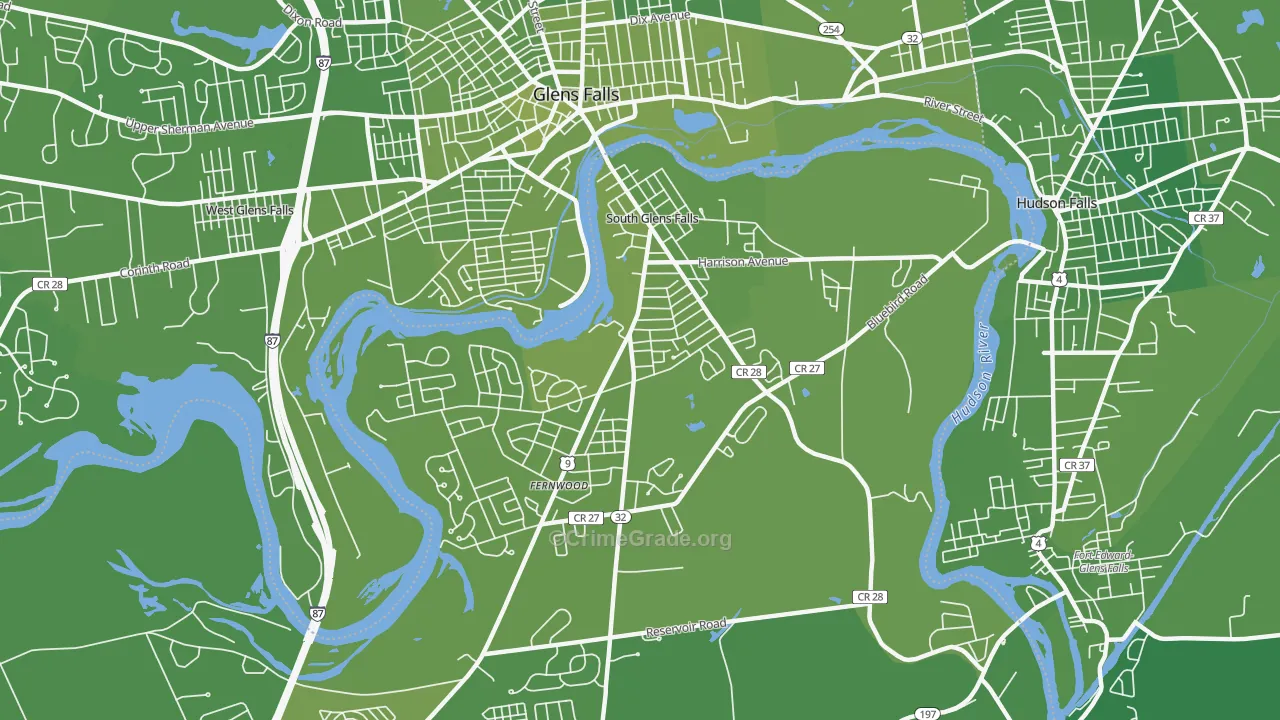 South Glens Falls, NY Map of Vehicle Theft Rates